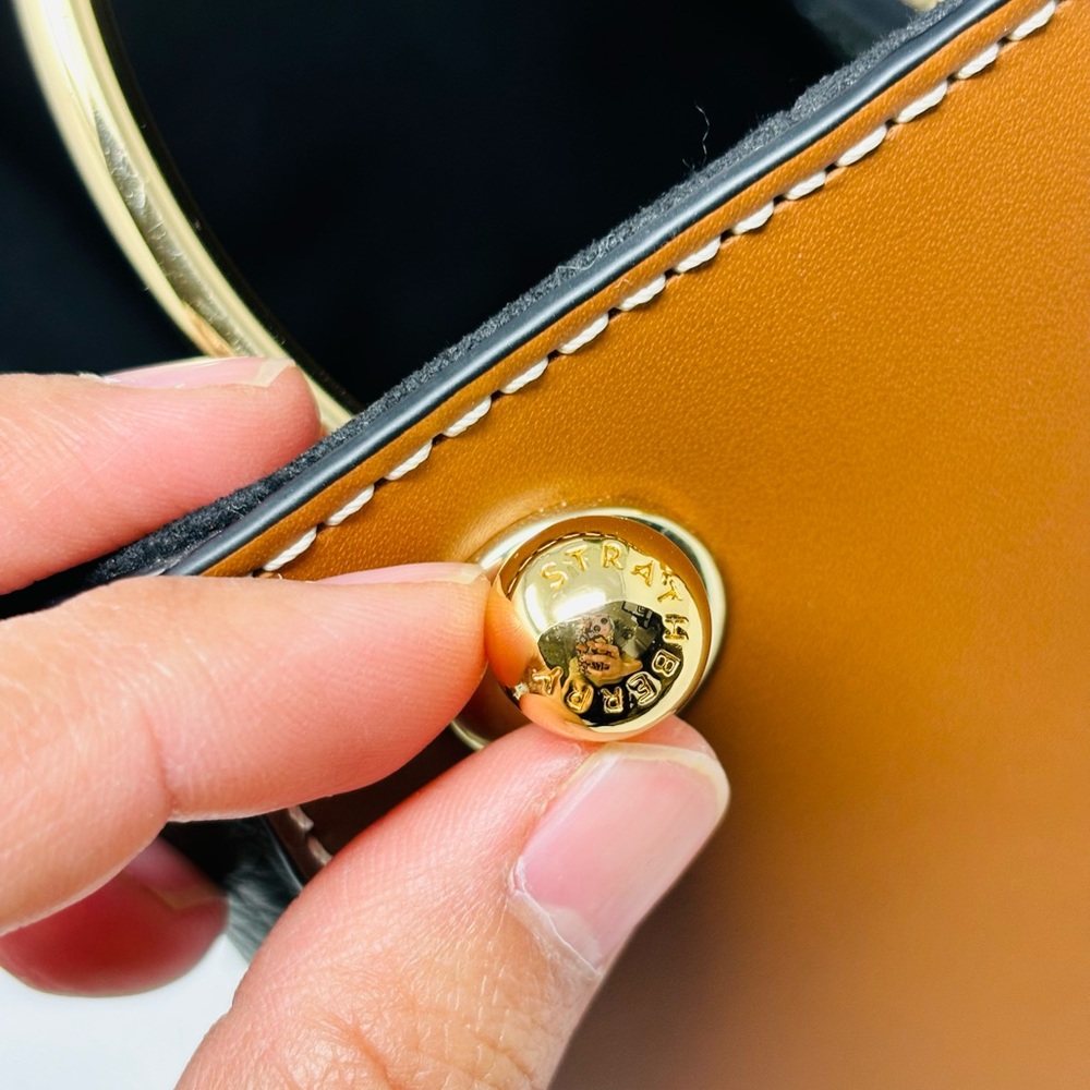 SOLD - Strathberry Lana Midi Bucket Bag - Tan/bottle green - Picture 10 of 16